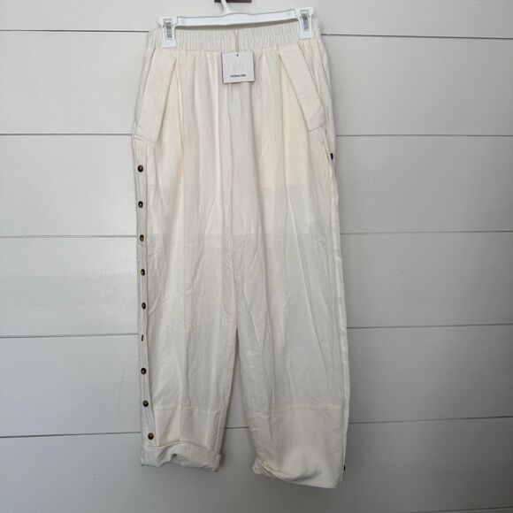 Noracora Pants - Noracora Women’s Small Cream Button Pants Ankle Minimalist Capsule New